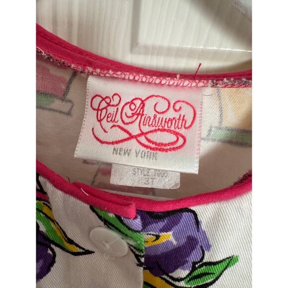 Vintage Ceil Ainsworth NY Flower Pot Cotton Dress Size 3T - Picture 5 of 5